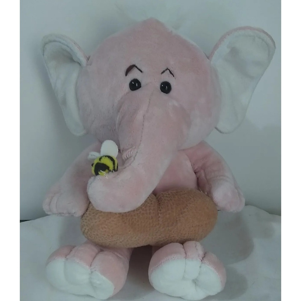 Dan Dee Pink Elephant Plush 10 Inch Holding Peanut Bee On Trunk RARE HTF READ